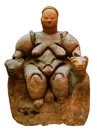 Gudinnebild från Çatalhöyük i Turkiet
